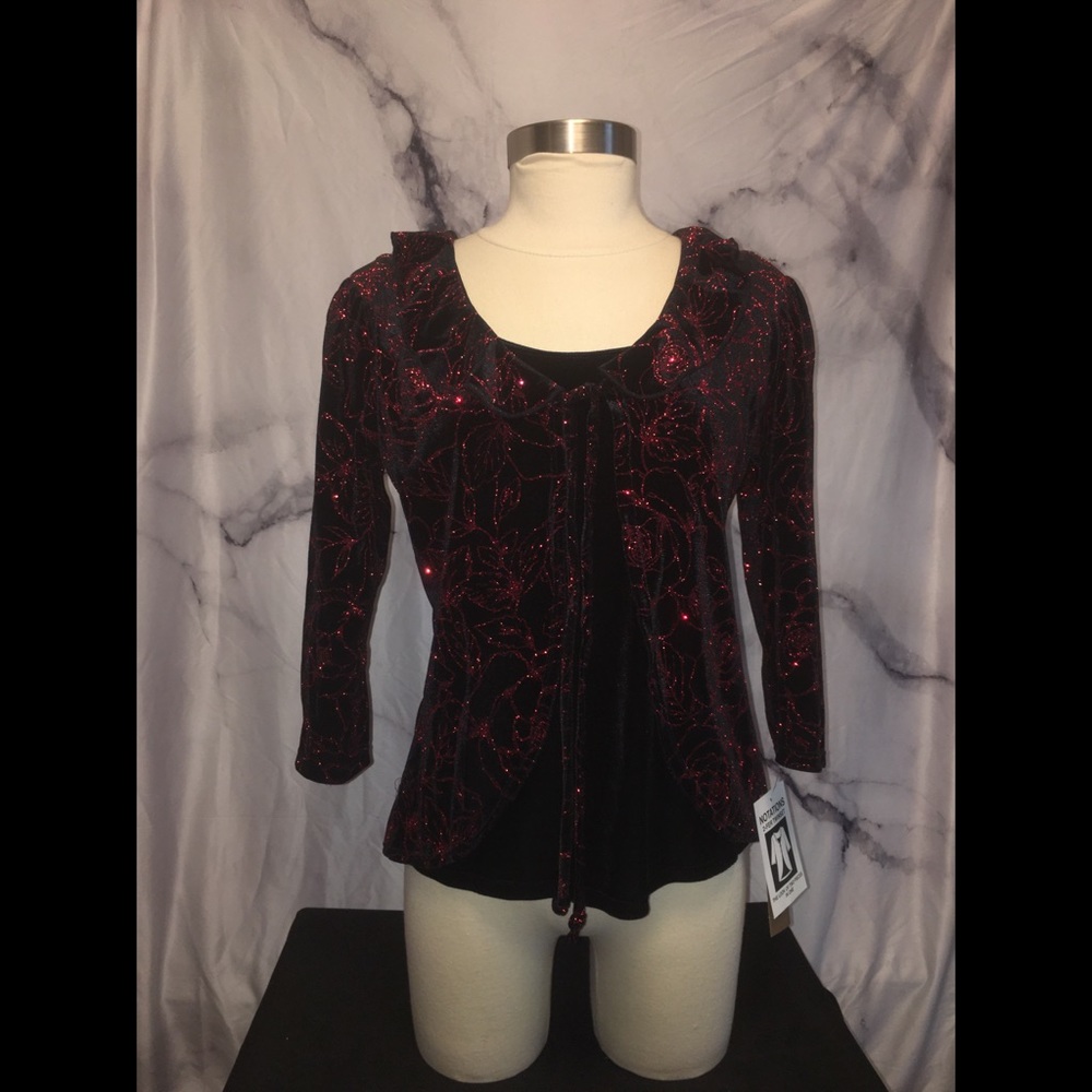 NWT Black And Red Sparkle Top